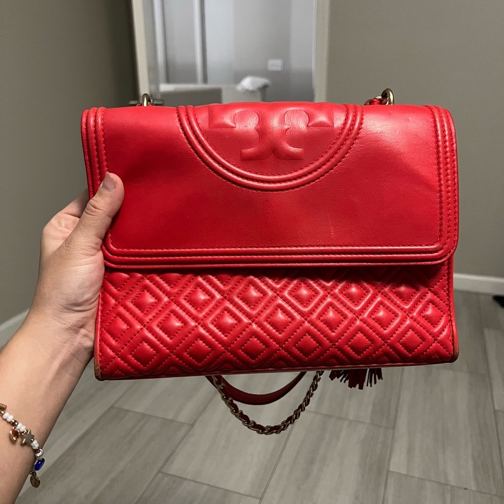 Red Tory burch Fleming convertible shoulder bag